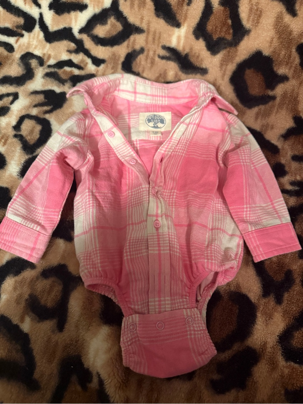 Plaid Pink Long-Sleeve Baby Bodysuit by